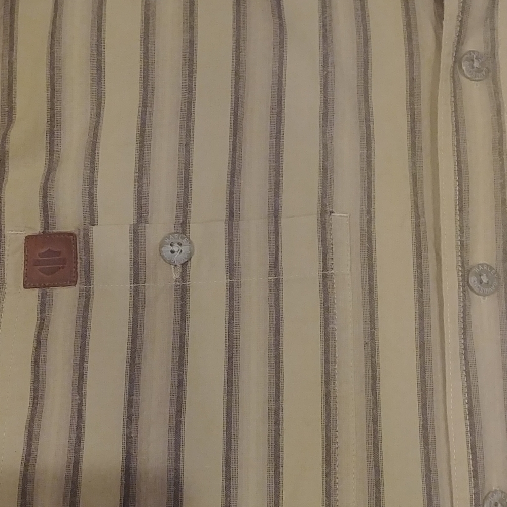 Harley Davidson. Soft Cotton Khaki W/ Denim Stripe - Picture 3 of 8